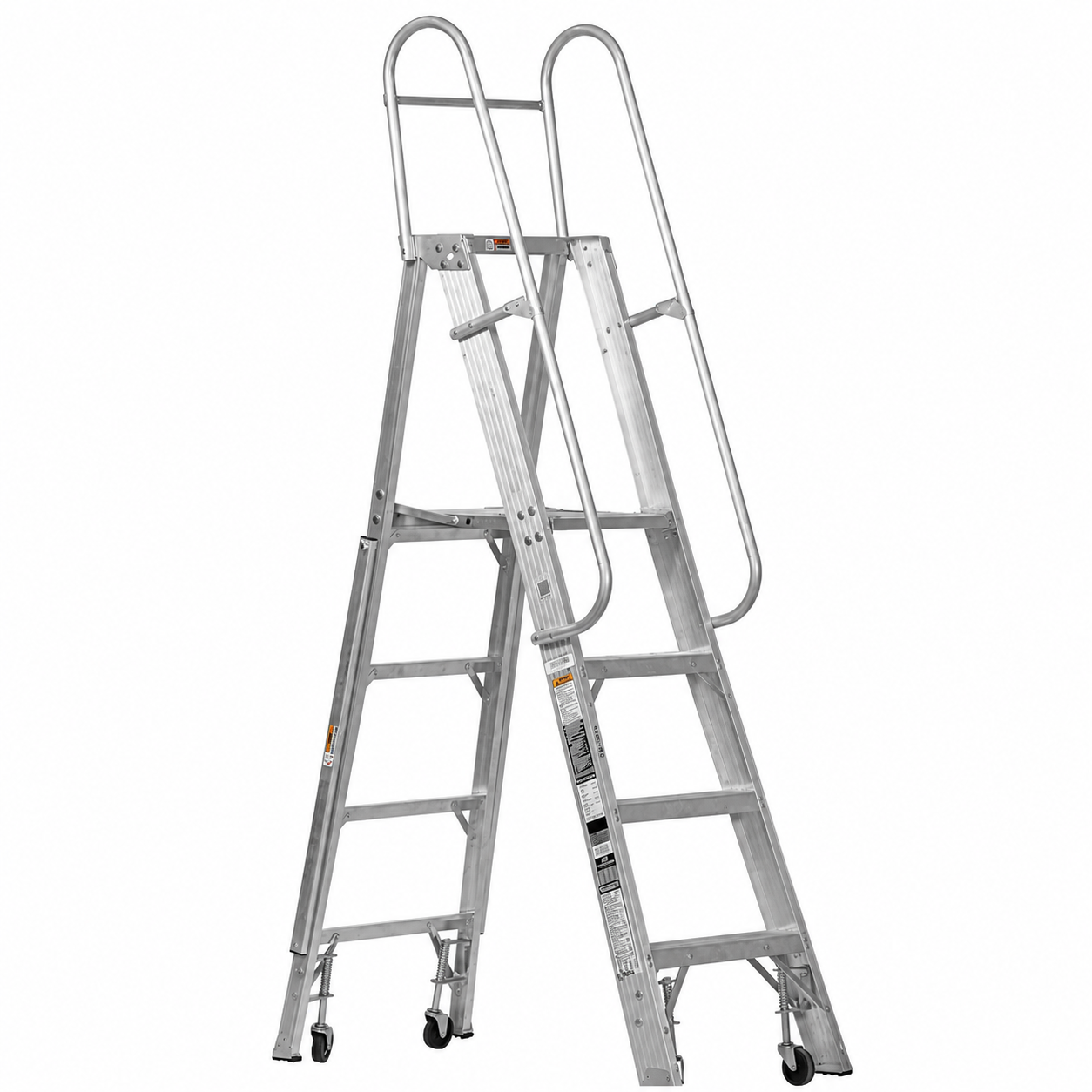 Escalera De Plataforma Rodante Akron 80-99 | De Aluminio | Altura a Plataforma 1.15m | 3 Escalones | Uso Industrial Pesado | Tipo lA | Capacidad De Carga 225kg