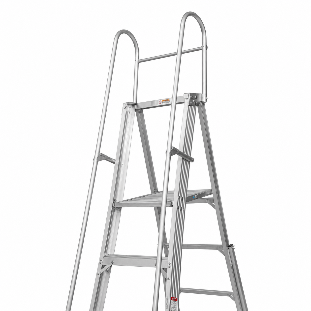 Escalera De Plataforma Rodante Akron 80-99 | De Aluminio | Altura a Plataforma 1.15m | 3 Escalones | Uso Industrial Pesado | Tipo lA | Capacidad De Carga 225kg