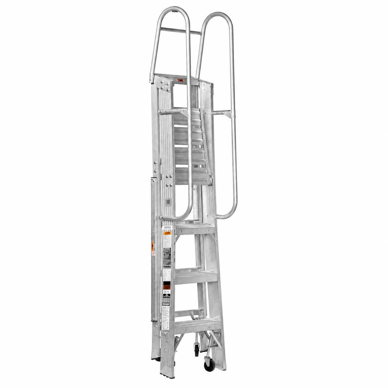 Escalera De Plataforma Rodante Akron 80-99 | De Aluminio | Altura a Plataforma 1.15m | 3 Escalones | Uso Industrial Pesado | Tipo lA | Capacidad De Carga 225kg
