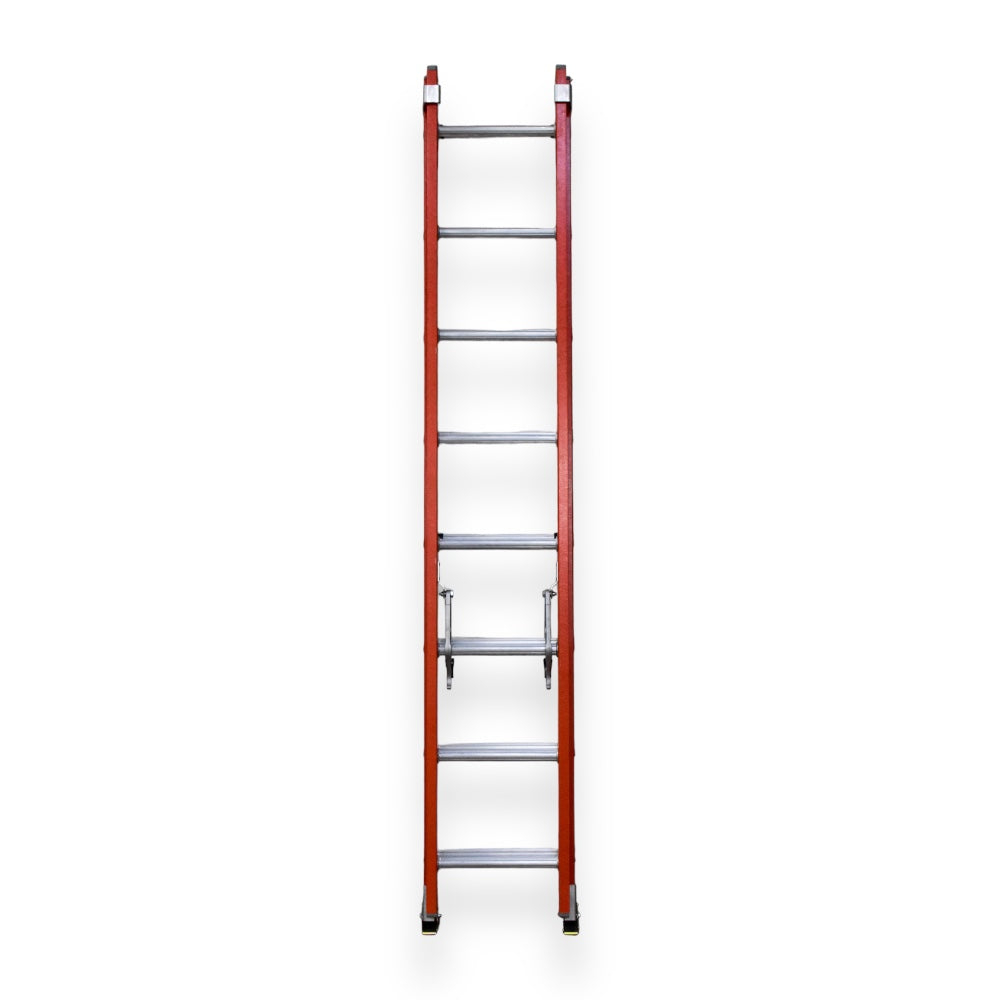 Escalera De Extensión Akron 81-22 | Fibra De Vidrio | 2.44m A 3.96m | 16 Escalones | Uso Industrial Pesado | Tipo lA | Capacidad De Carga 225kg