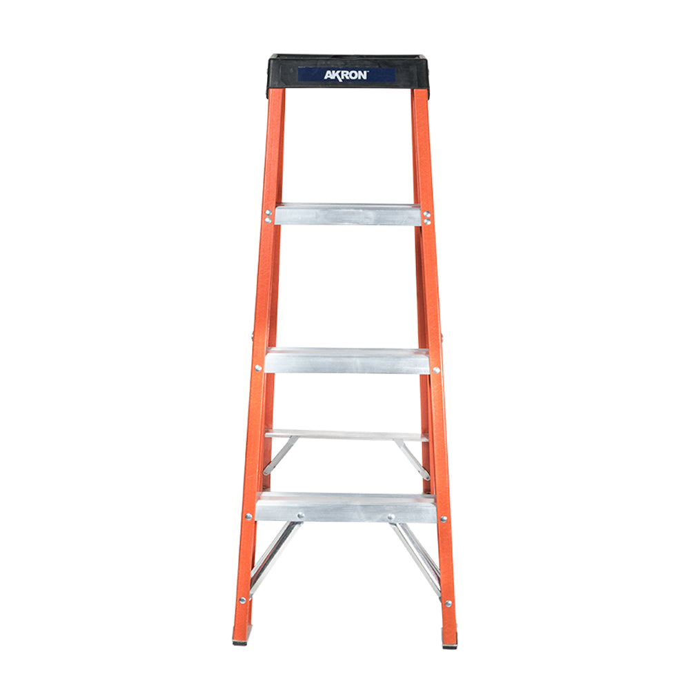 Escalera De Tijera Akron 81-54 | De Fibra de Vidrio | 1.22m | 3 Escalones | Uso Doméstico | Capacidad De Carga 90kg | Plataforma Plástica