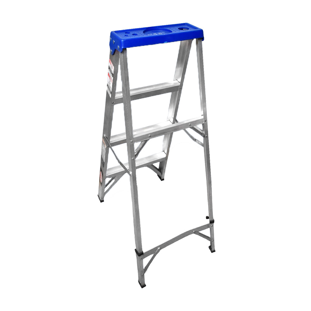 Escalera De Tijera Akron 81-89 | De Aluminio | 1.22m | 3 Escalones | Uso Doméstico | Capacidad De Carga 90kg | Plataforma Plástica