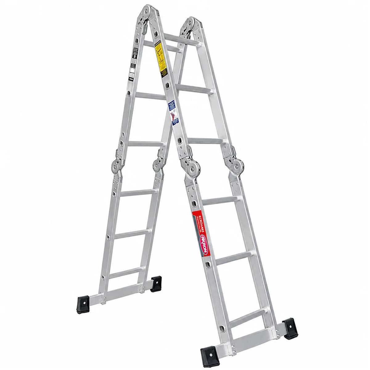 Escalera Multiposiciones Akron 81-962 | De Aluminio | Tijera 1.94m | Recta 3.28m | 12 Escalones | Uso Comercial | Tipo lll | Capacidad De Carga 150kg