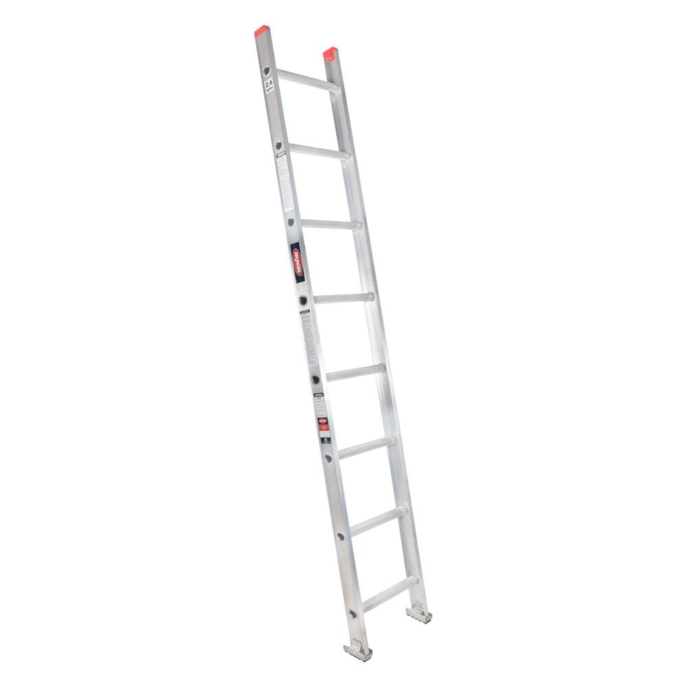 Escalera Recta Akron 81-97 | De Aluminio | De Canal | 2.44m | 8 Escalones | Uso Comercial | Tipo lll | Capacidad de Carga 150kg