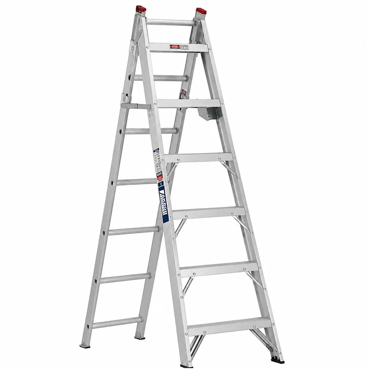 Escalera Convertible Akron 82-05 | De Aluminio | Tijera 1.99m | Extensión 3.30m| 13 Escalones | Uso Comercial | Tipo lll | Capacidad De Carga 150kg