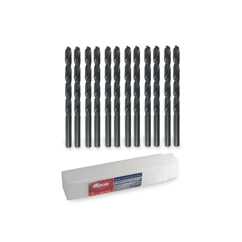Broca para Acero Alta Velocidad HSS 10 pzas - 13/64"