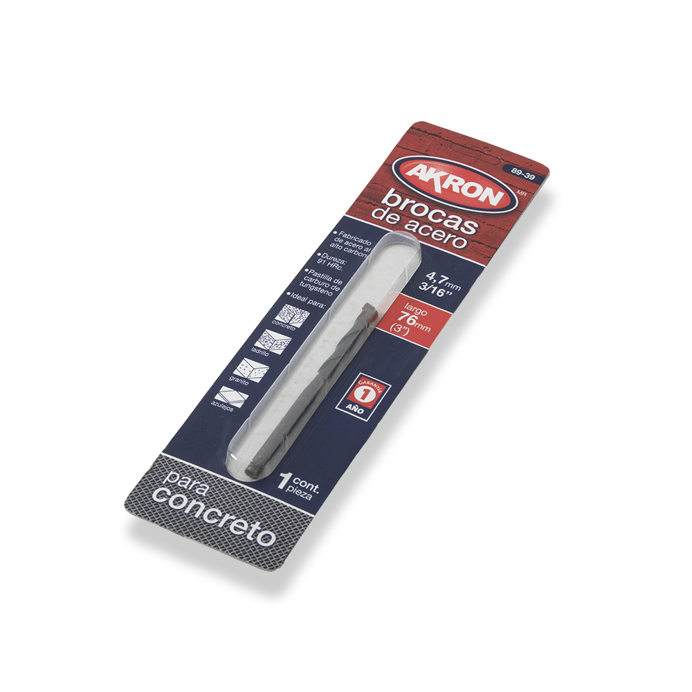 Broca para Concreto Akron 89-39 |1 pza |  3/16 x 3"
