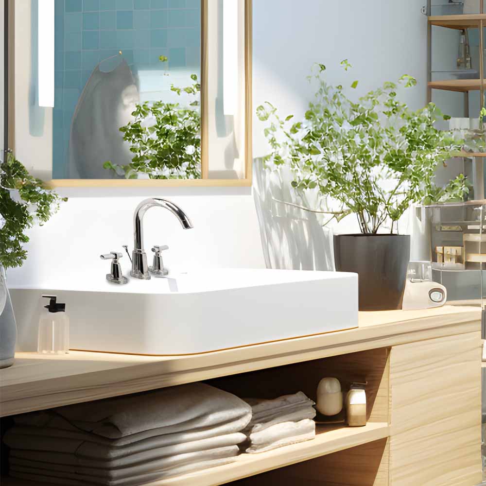 Mezcladora para Lavabo de Cocina con 8” Mod. Pisa - Satín Niquel