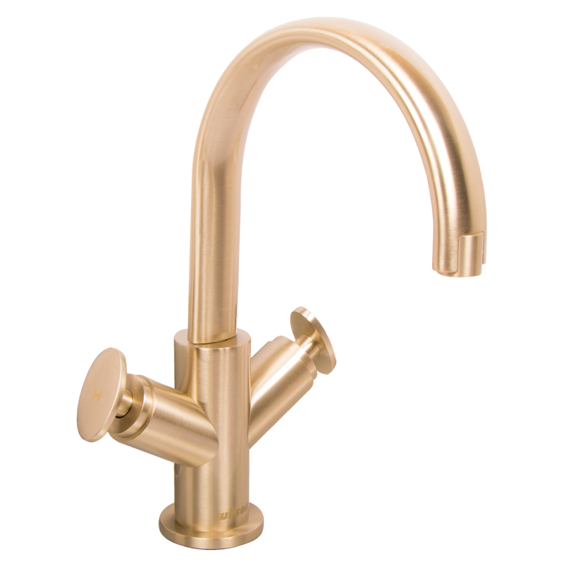 Mezcladora de Monoblock Doble Para Lavabo | Wilson | 90-13 | Dorada 8” | Mod. Savona - Satín Niquel