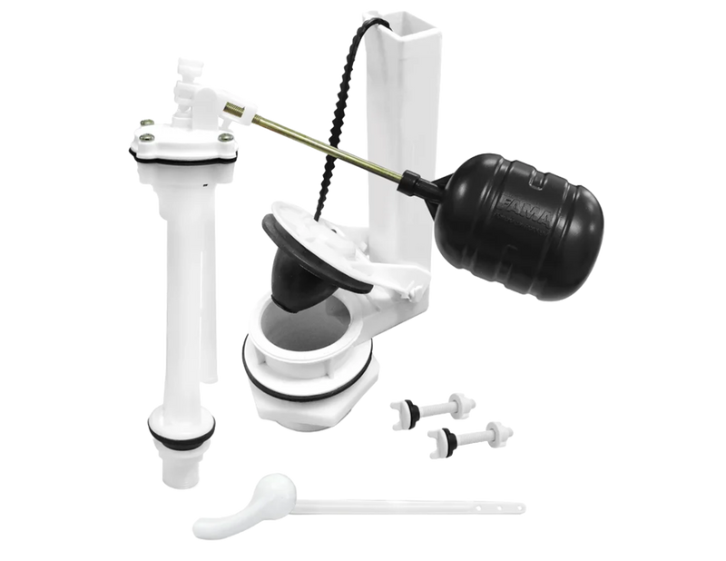 Herraje para Sanitario Altura 8”, Salida 2”, Palanca Blanca Sin Esponjoso