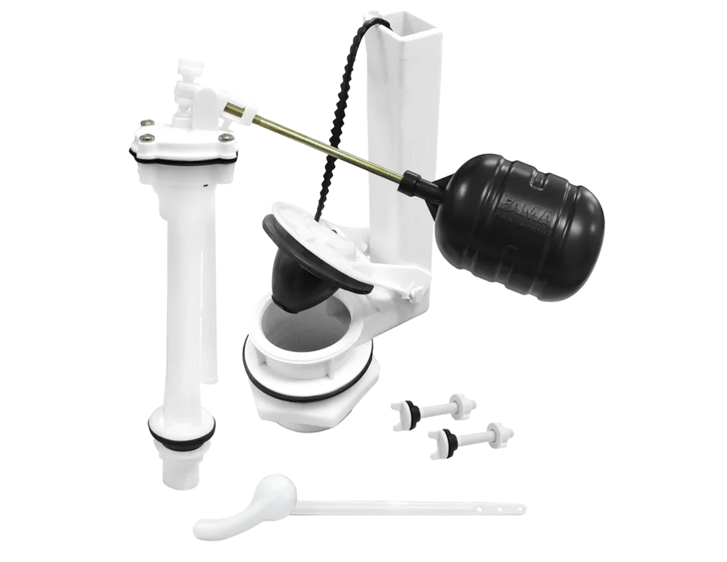 Herraje para Sanitario Akron 9400|  Altura 8”| Salida 2”| Palanca Blanca Sin Esponjoso