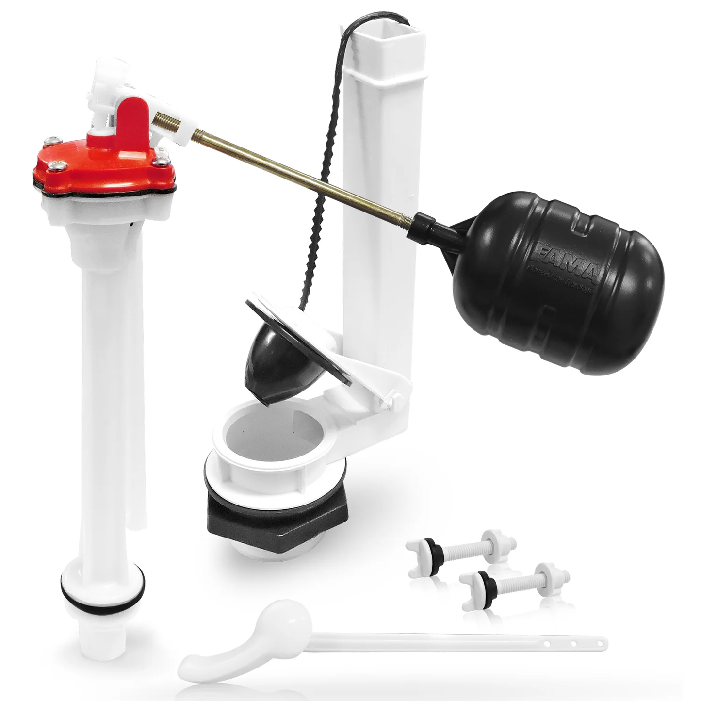 Herraje para Sanitario Akron 9600 | Altura 10" | Salida 2" | con Palanca Blanca sin Esponjoso