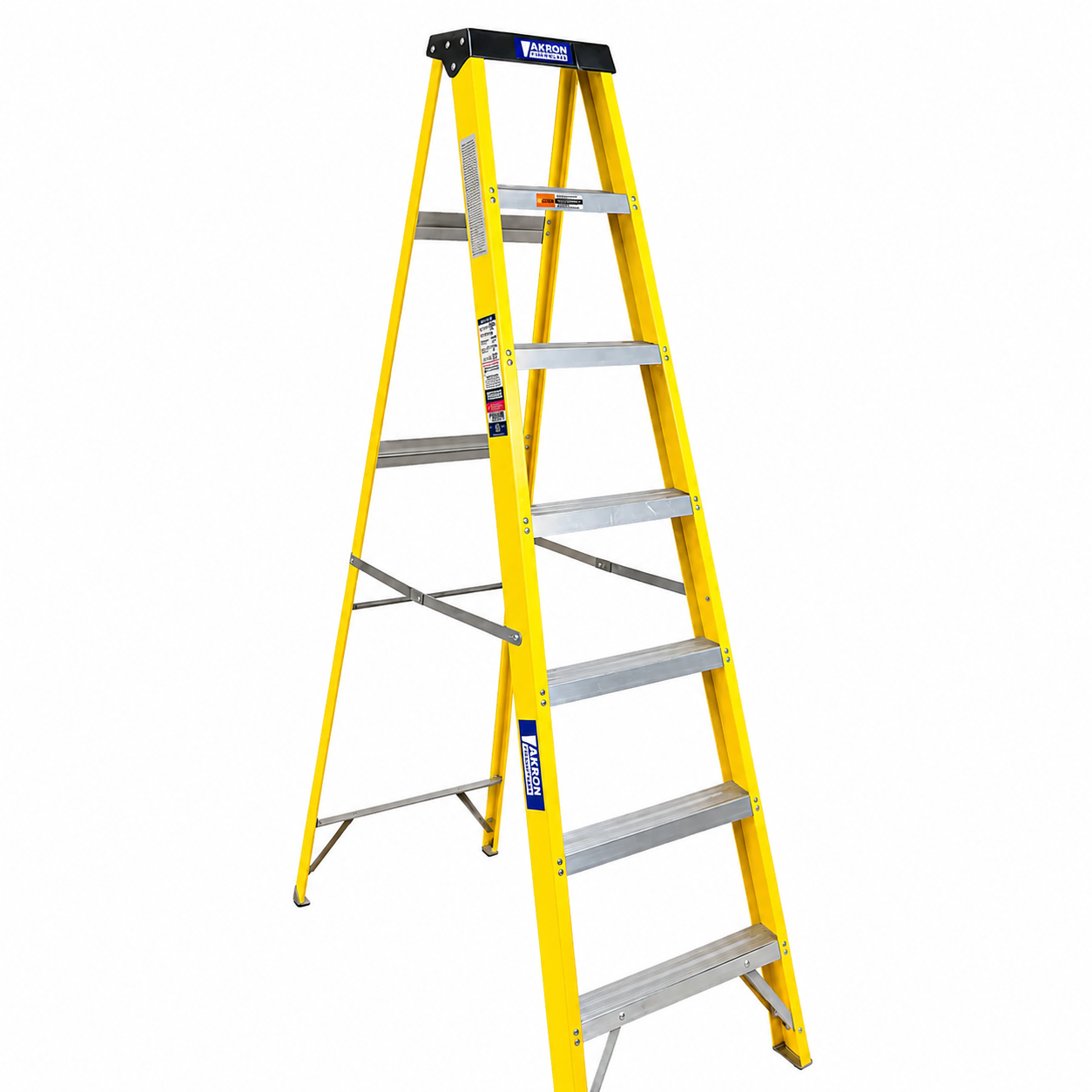 Escalera De Tijera Akron 81-49 | Fibra De Vidrio | 2.13m | 6 Escalones | Uso Industrial | Tipo l | Capacidad De Carga 200kg