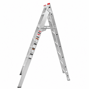 Escalera Convertible Akron 82-05 | De Aluminio | Tijera 1.99m | Extensión 3.30m| 13 Escalones | Uso Comercial | Tipo lll | Capacidad De Carga 150kg