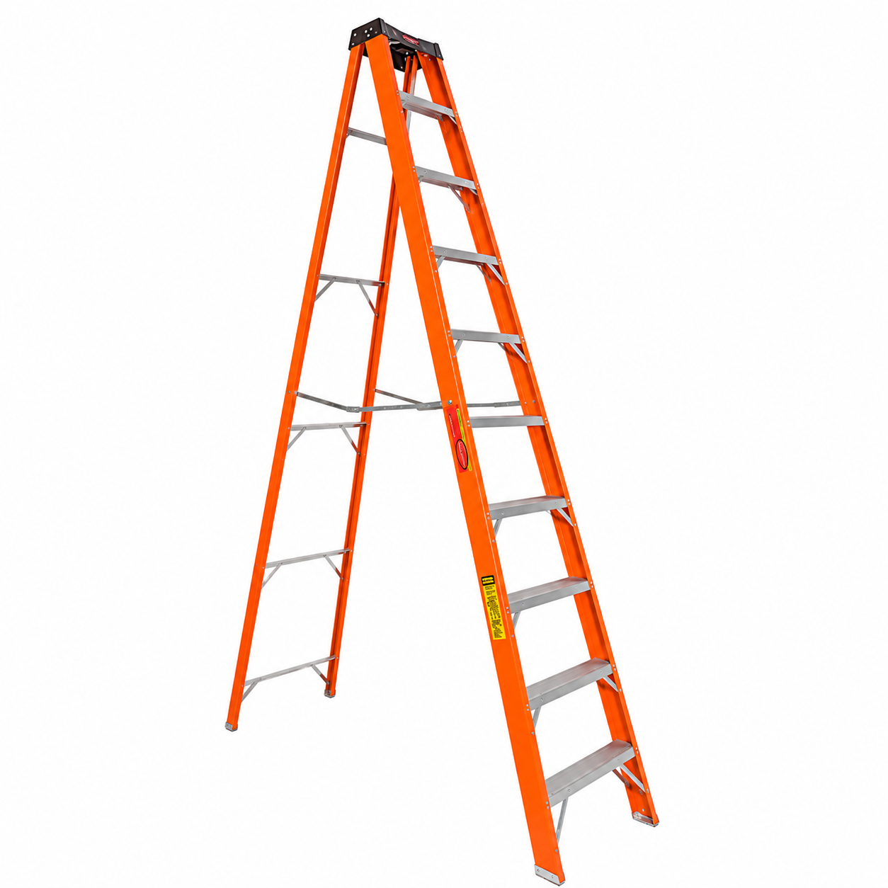 Escalera De Tijera Akron 80-97 | De Fibra de Vidrio | 3.05m| 9 Escalones | Uso Industrial Pesado | Tipo lA | Capacidad de Carga 225kg
