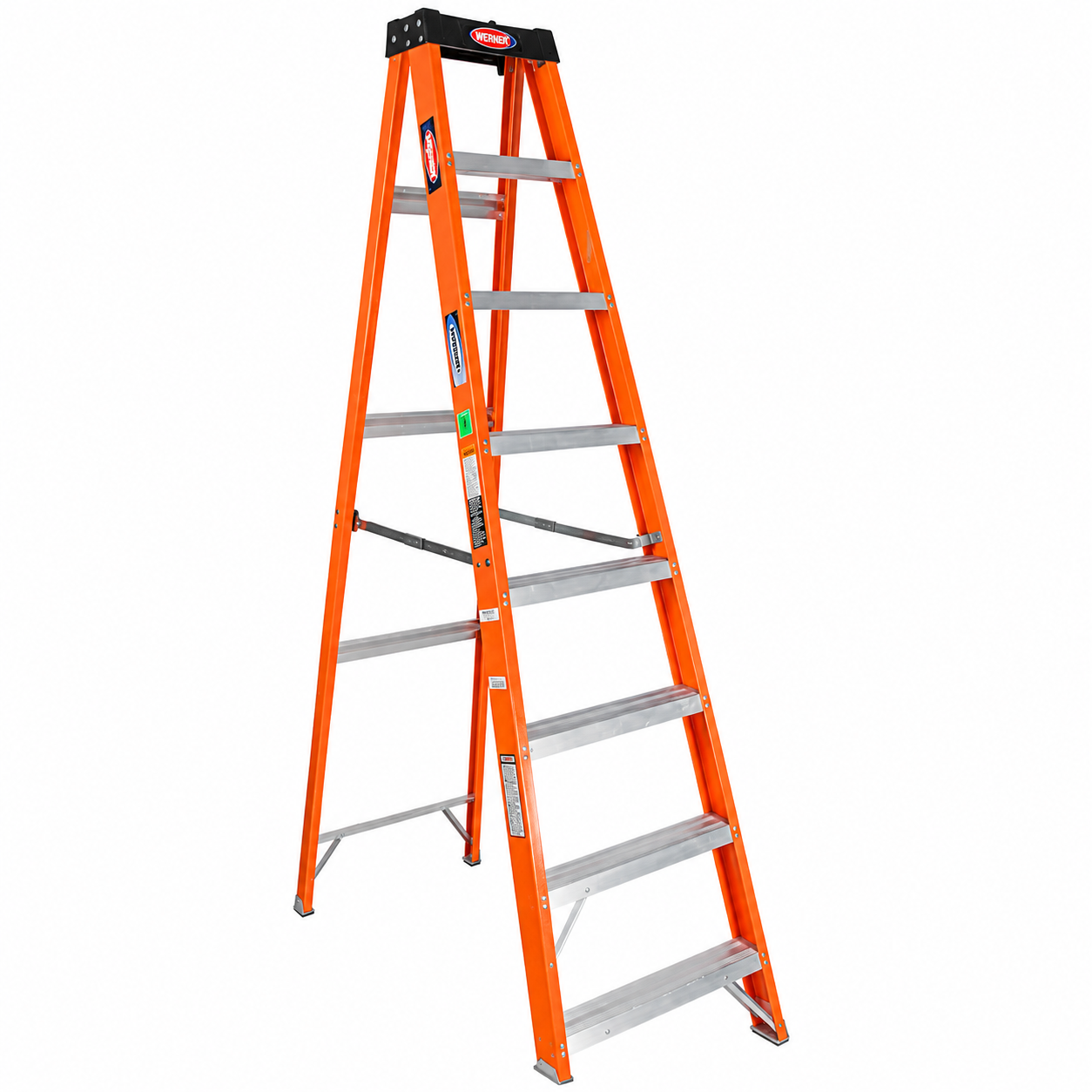 Escalera De Tijera Akron 80-95 | De Fibra de Vidrio | 2.44m | 7 Escalones | Uso Industrial Pesado | Tipo lA | Capacidad de Carga 225kg