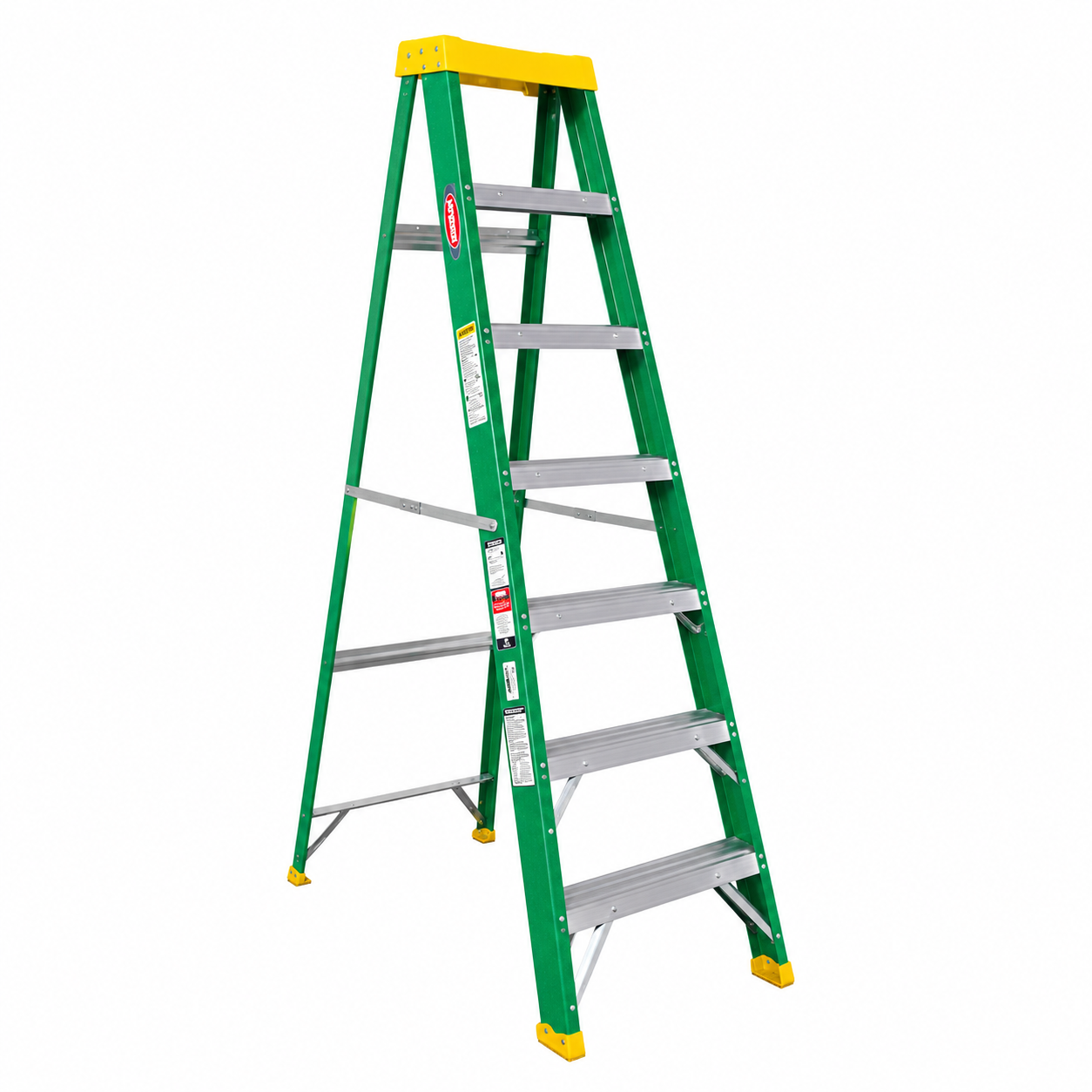 Escalera De Tijera Akron 77-91 | De Fibra de Vidrio | 2.44m | 7 Escalones | Uso Profesional | Tipo ll | Capacidad de Carga 175kg