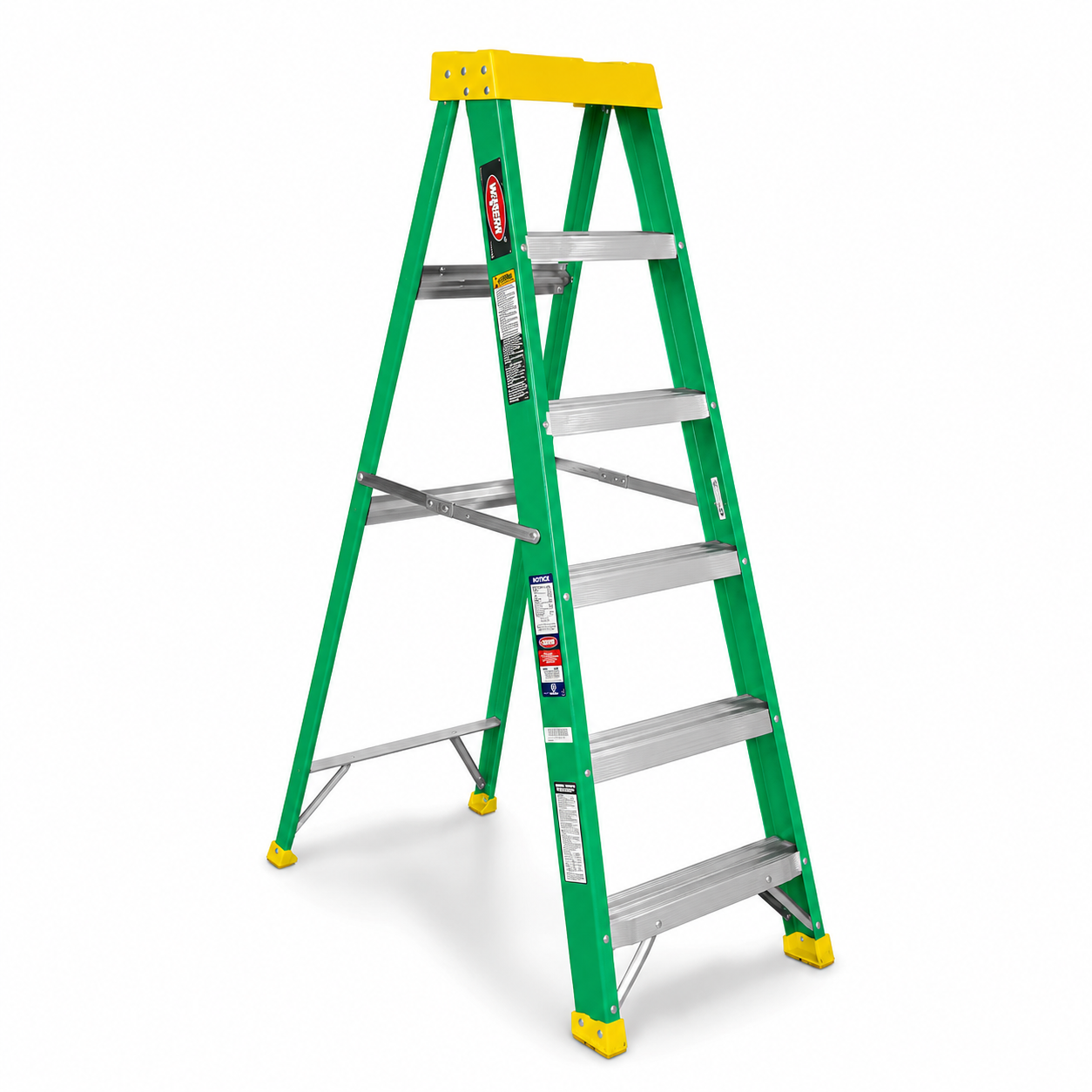 Escalera De Tijera Akron 77-89 | De Fibra de Vidrio | 1.83m | 5 Escalones | Uso Profesional | Tipo ll | Capacidad de Carga 175kg