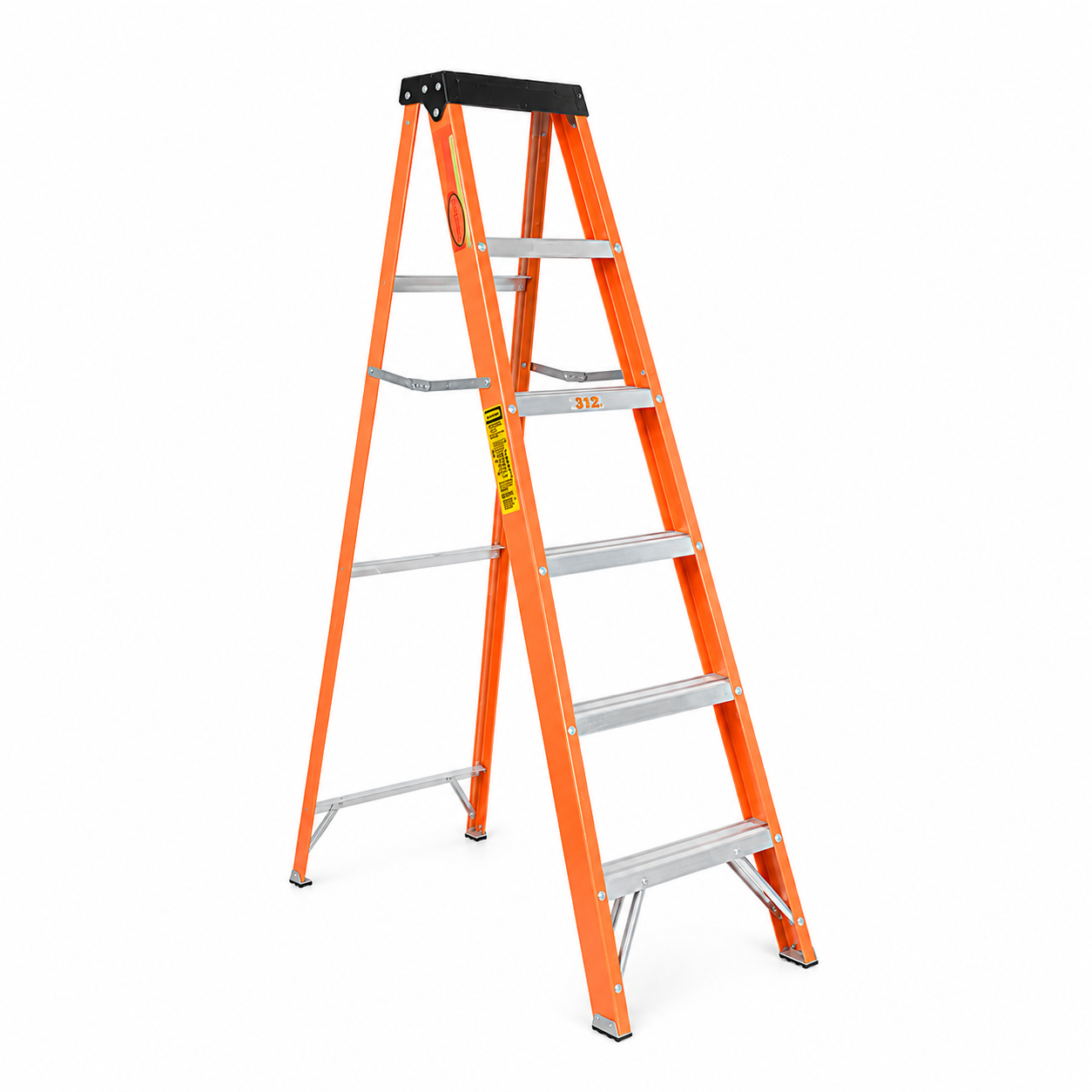 Escalera De tijera Akron 81-56 | De Fibra de Vidrio | 1.83m | 5 Escalones | Uso Doméstico | Capacidad De Carga 90kg | Plataforma Plástica
