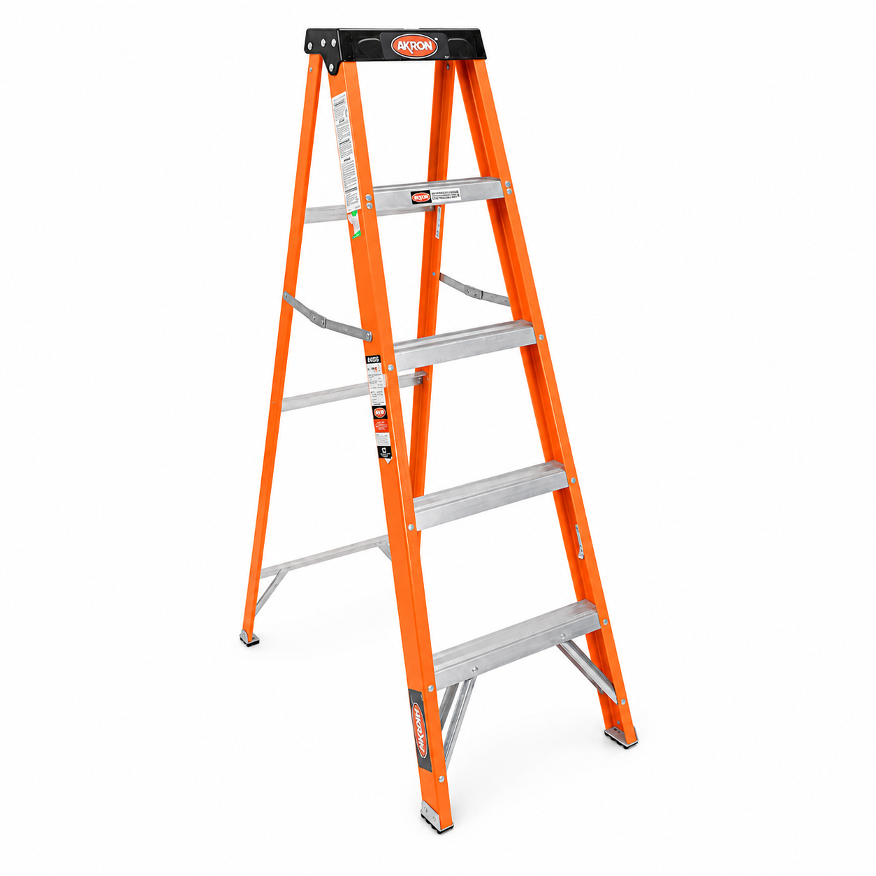 Escalera De Tijera Akron 81-55 | De Fibra de Vidrio | 1.52m | 4 Escalones | Uso Doméstico | Capacidad De Carga 90kg | Plataforma Plástica