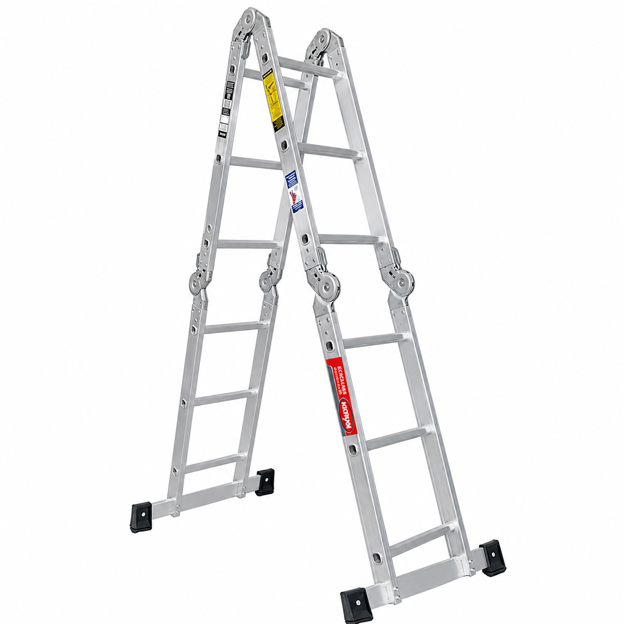 Escalera Multiposiciones Akron 81-962 | De Aluminio | Tijera 1.94m | Recta 3.28m | 12 Escalones | Uso Comercial | Tipo lll | Capacidad De Carga 150kg