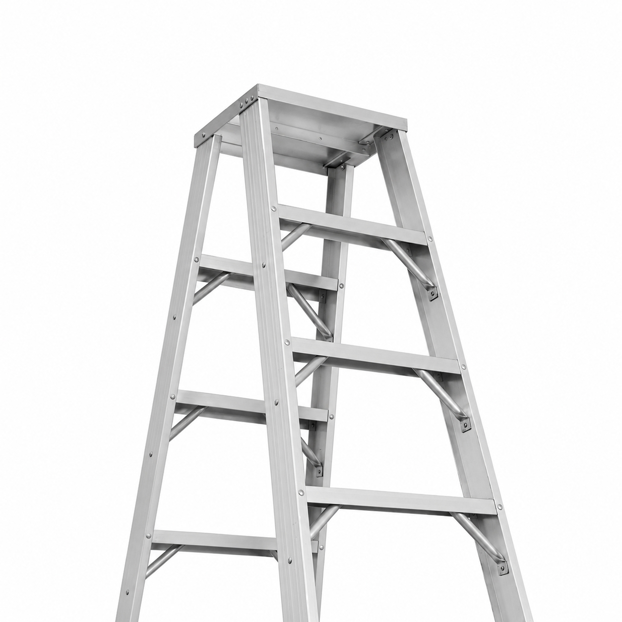 Escalera De Tijera Doble Akron 79-49 | De Aluminio | 18 Escalones | Uso Industrial | Tipo l | Capacidad De Carga 200kg