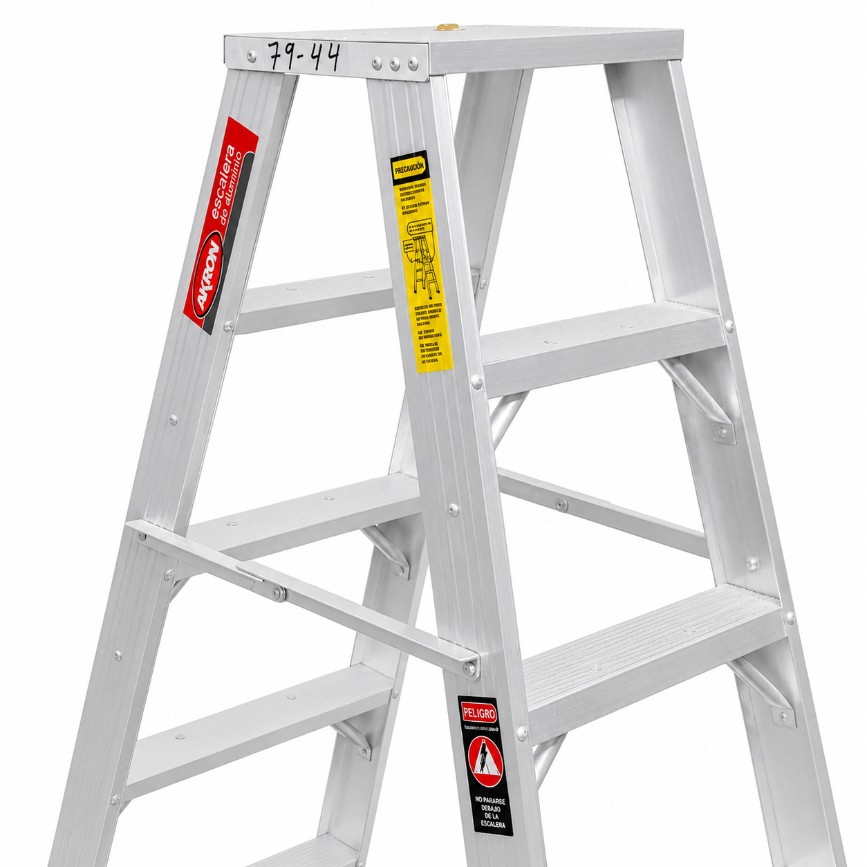 Escalera De Tijera Doble Akron 79-44 | De Aluminio | 1.52m | 8 Escalones | Uso Industrial | Tipo l | Capacidad De Carga 200kg