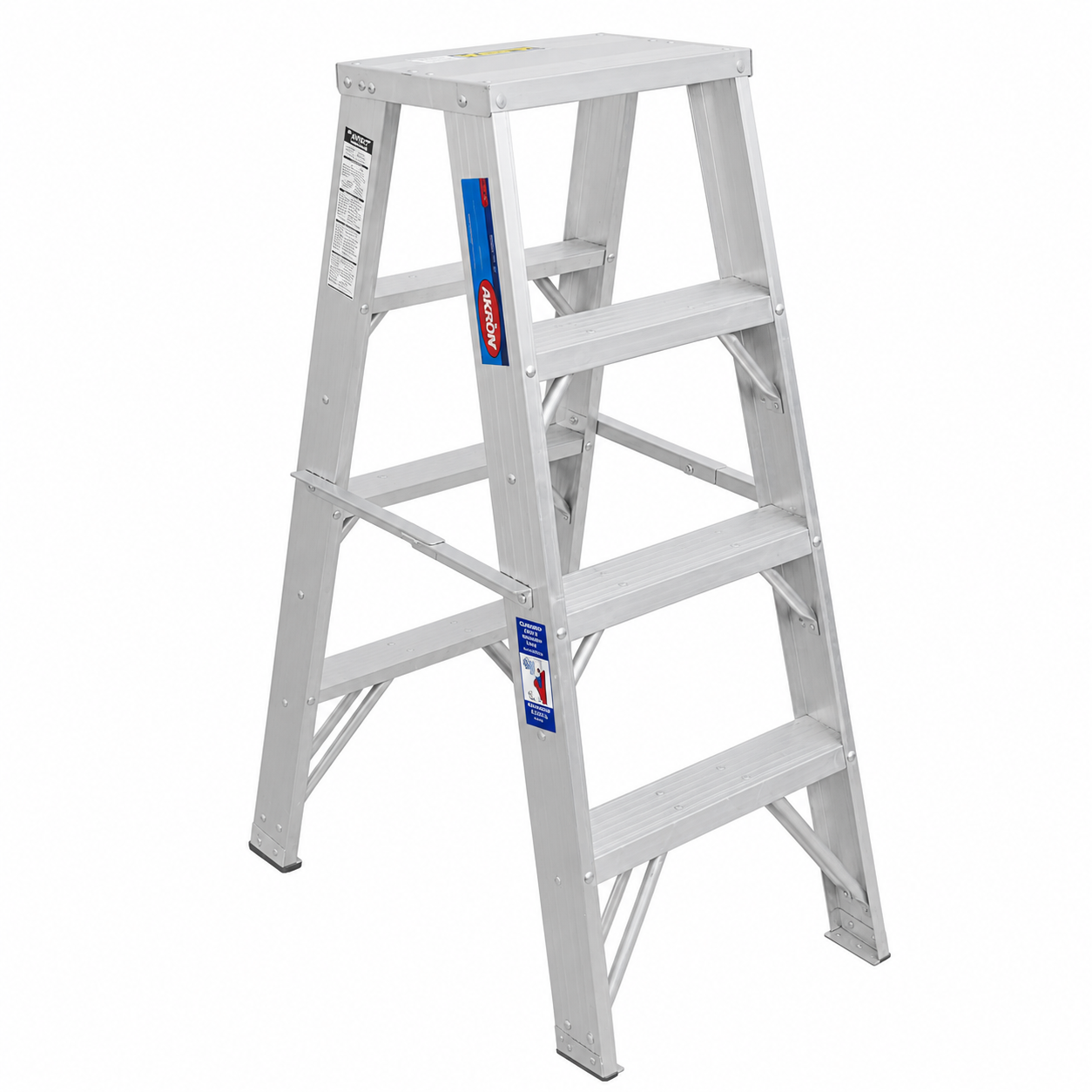 Escalera De Tijera Doble Akron 79-43 | De Aluminio | 1.22m | 6 Escalones | Uso Industrial | Tipo l | Capacidad De Carga 200kg