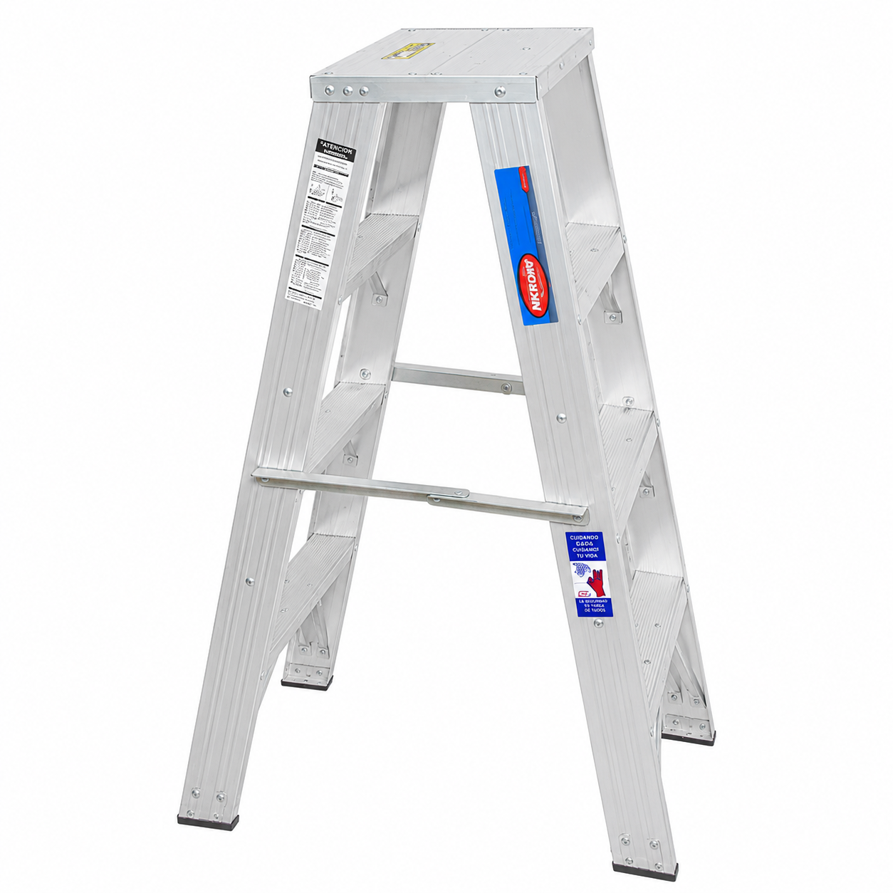 Escalera De Tijera Doble Akron 79-43 | De Aluminio | 1.22m | 6 Escalones | Uso Industrial | Tipo l | Capacidad De Carga 200kg