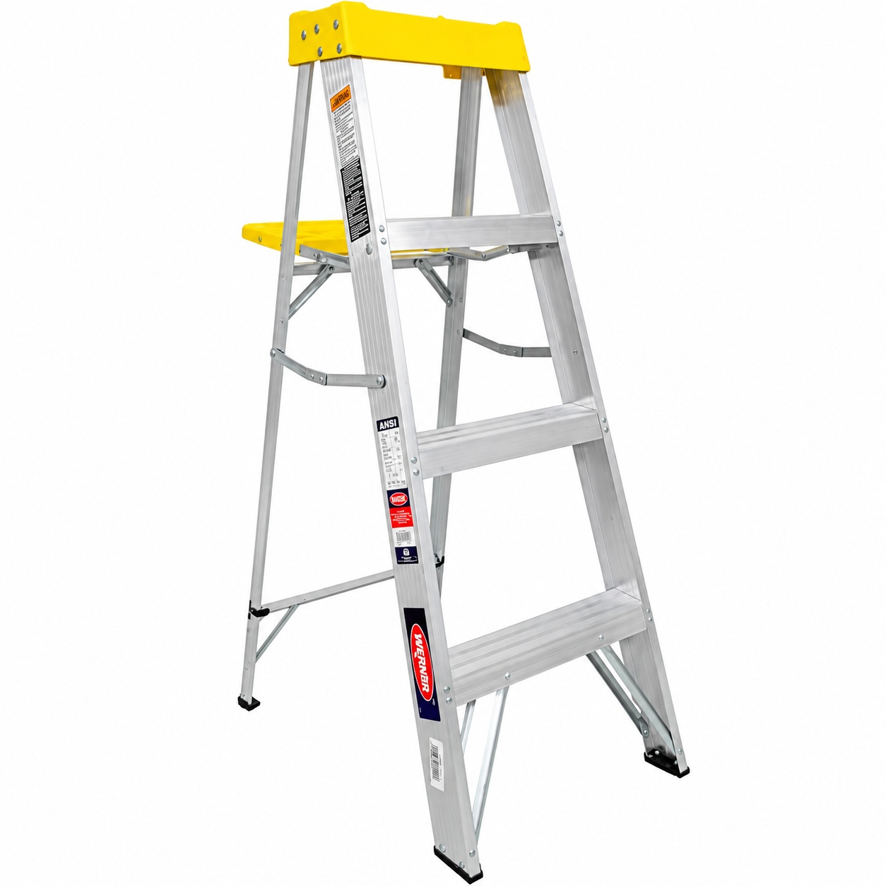 Escalera De Tijera Akron 79-15 | De Aluminio | 1.22m | 3 Escalones | Uso Profesional | Tipo ll | Con Plataforma Y Porta Cubeta Plástica