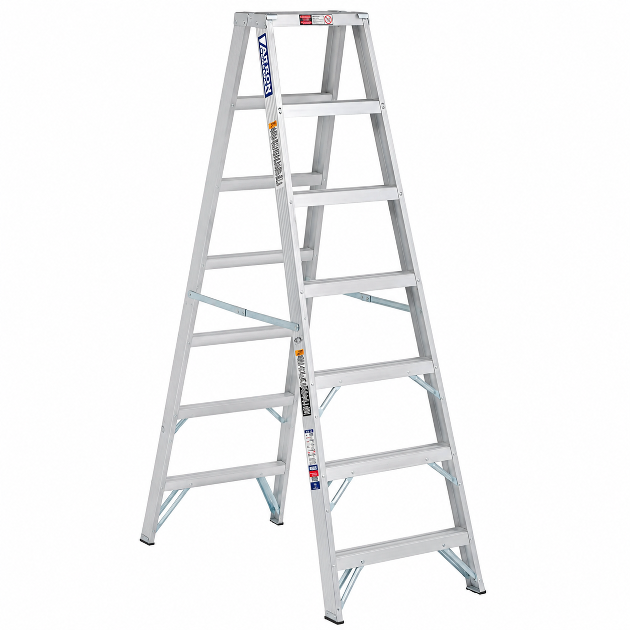 Escalera De Tijera Doble Akron 78-07 | De Aluminio | 2.44m | 14 Escalones | Uso Profesional | Tipo ll | Capacidad de Carga 175kg