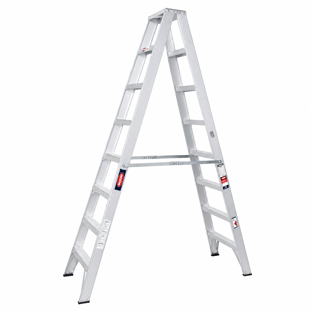 Escalera De Tijera Doble Akron 78-07 | De Aluminio | 2.44m | 14 Escalones | Uso Profesional | Tipo ll | Capacidad de Carga 175kg