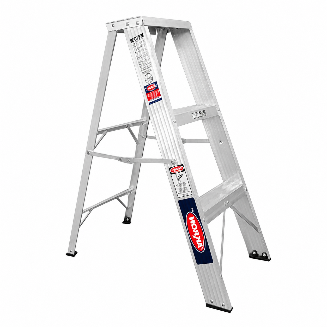 Escalera De Tijera Akron 79-12 | De Aluminio | 0.91m | 2 Escalones | Uso Comercial | Tipo lll | Capacidad de Carga 150kg