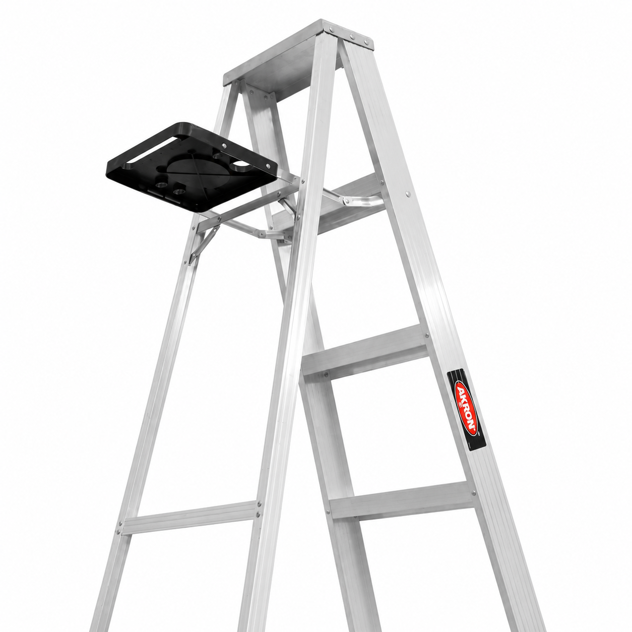 Escalera de Tijera Akron 77-14 | De Aluminio | Altura 1.44m | 4 Peldaños | Uso Comercial (Tipo III) con Porta Cubeta de Plástico