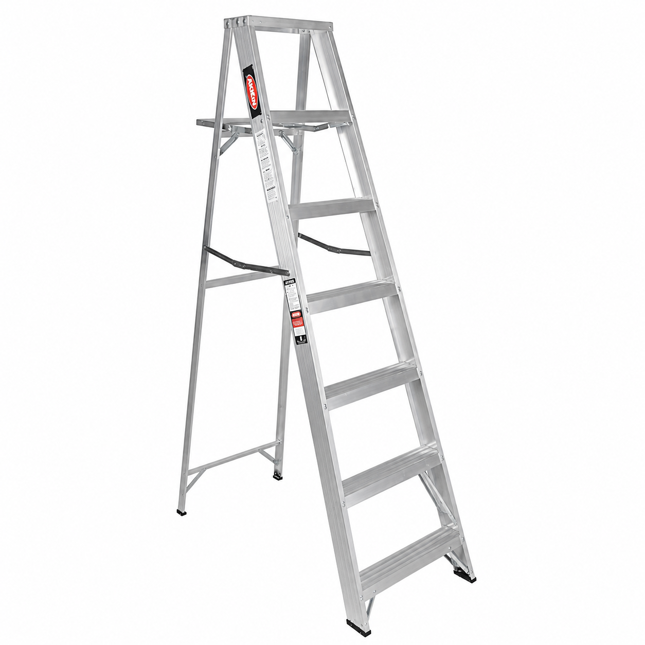 Escalera de Tijera Akron 77-79 | De Aluminio | Altura 2.01m | 6 Peldaños | Uso Comercial (Tipo III) con Porta Cubetas de Plástico