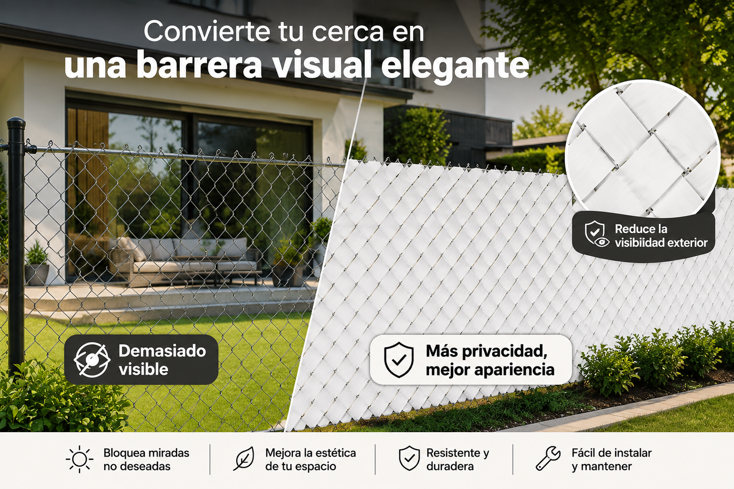 Cinta Rompe Vientos 63mm color blanca Akron para Malla Ciclónica | CP-3MB | 3m² | Privacidad y Protección
