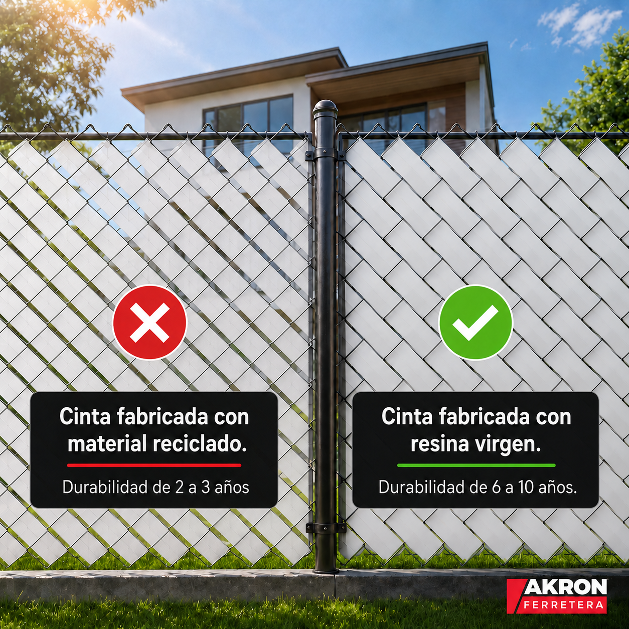 Cinta Rompe Vientos 63mm color blanca Akron para Malla Ciclónica | CP-3MB | 3m² | Privacidad y Protección