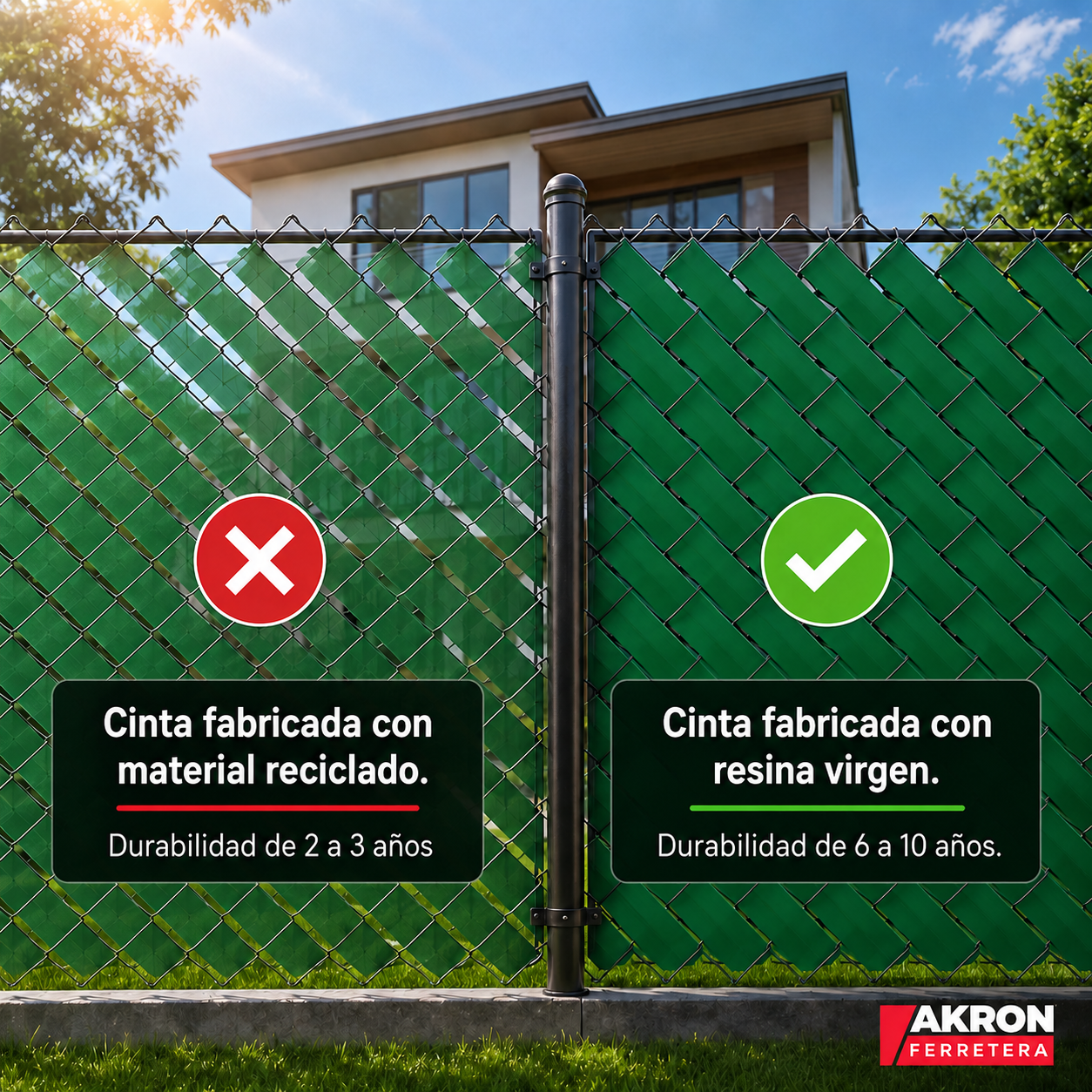 Cinta Rompe Vientos 63mm color verde Akron para Malla Ciclónica | CP-3MV | 3m² | Privacidad y Protección