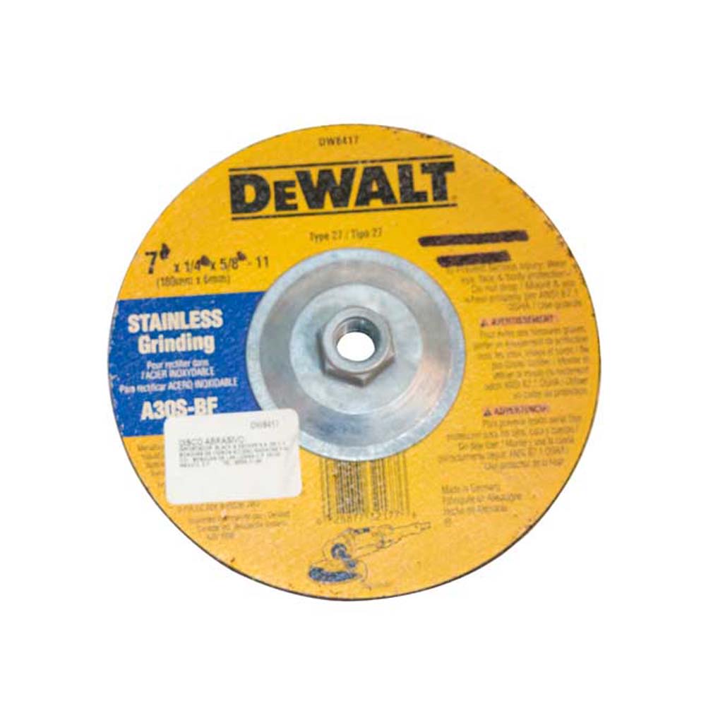 Disco para Rectificar de Acero Inoxidable 7" de 1/4 y 1/8 Dewalt - 7" x 1/4