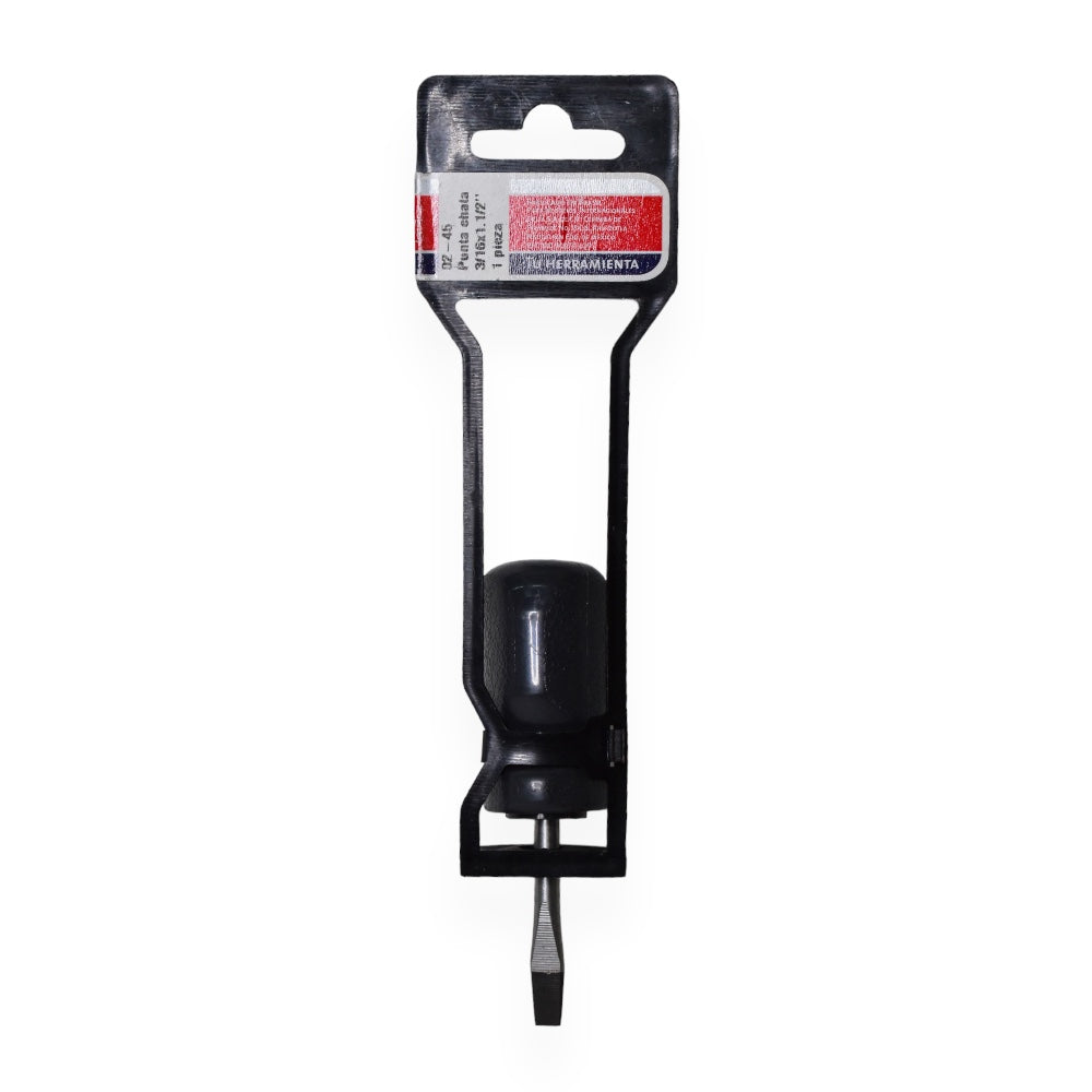 Desarmador Corto Plano 1/4", 3/16", Cromado en Vanadio - 3/16"