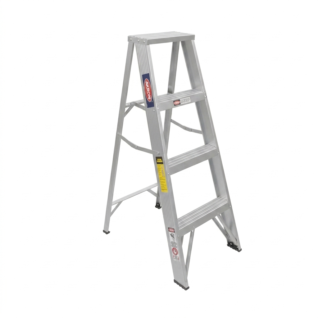 Escalera de Tijera Akron 77-13SP | De Aluminio | Altura 1.15m | 3 Peldaños | Uso Comercial (Tipo III)