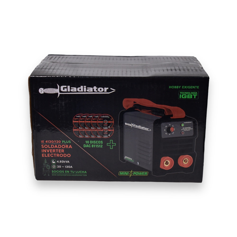 Inversor para Soldar Gladiator IE4130 | 130Amp/120V | con 10 Discos de Corte