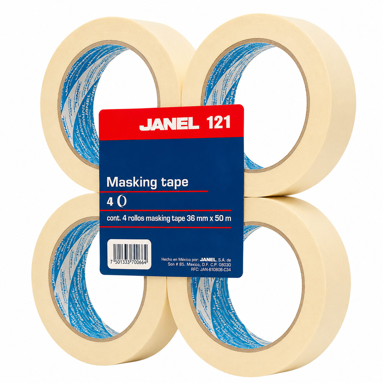 Cinta Masking 1 1/2” de 4 piezas