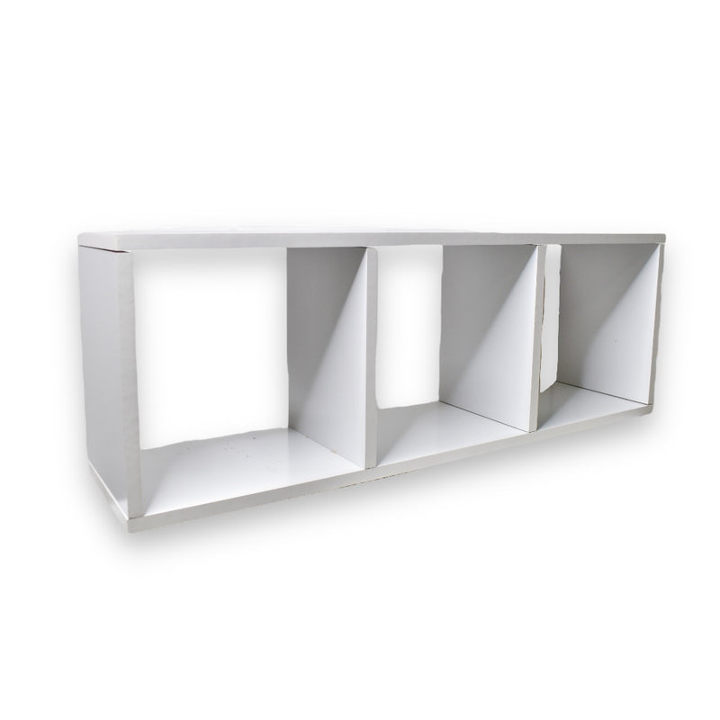 Cubo Triple, color blanco y tabaco 1.5x80x28x20cm - Blanco