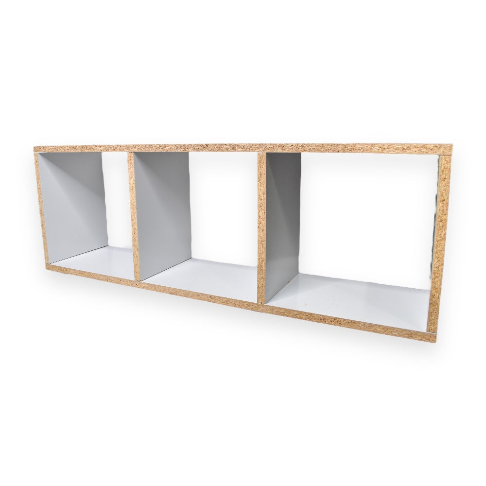 Cubo Triple, color blanco y tabaco 1.5x80x28x20cm - Blanco