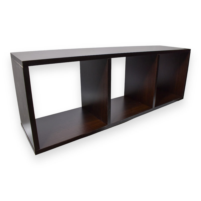 Cubo Triple, color blanco y tabaco 1.5x80x28x20cm - Tabaco