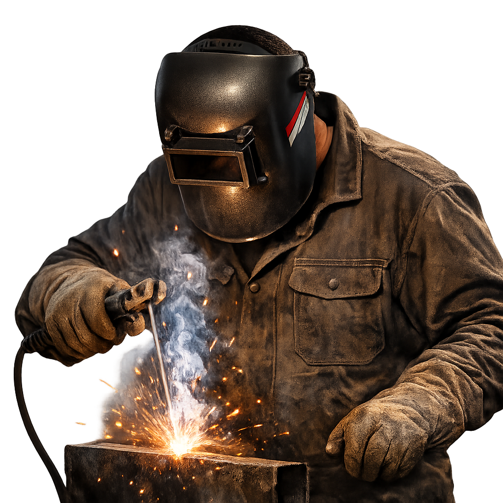 Soldador trabajando con electrodos Akron
