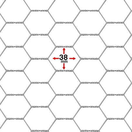 Malla Hexagonal 38mm, Altura 1.50-1.75m, Rollo 45m, Calibre 20